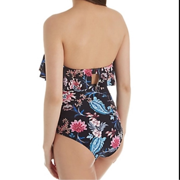 NEW Seafolly Sz 4 Winter Garden C/D Cup Bandeau One Piece Swimsuit Floral Black - Picture 15 of 15
